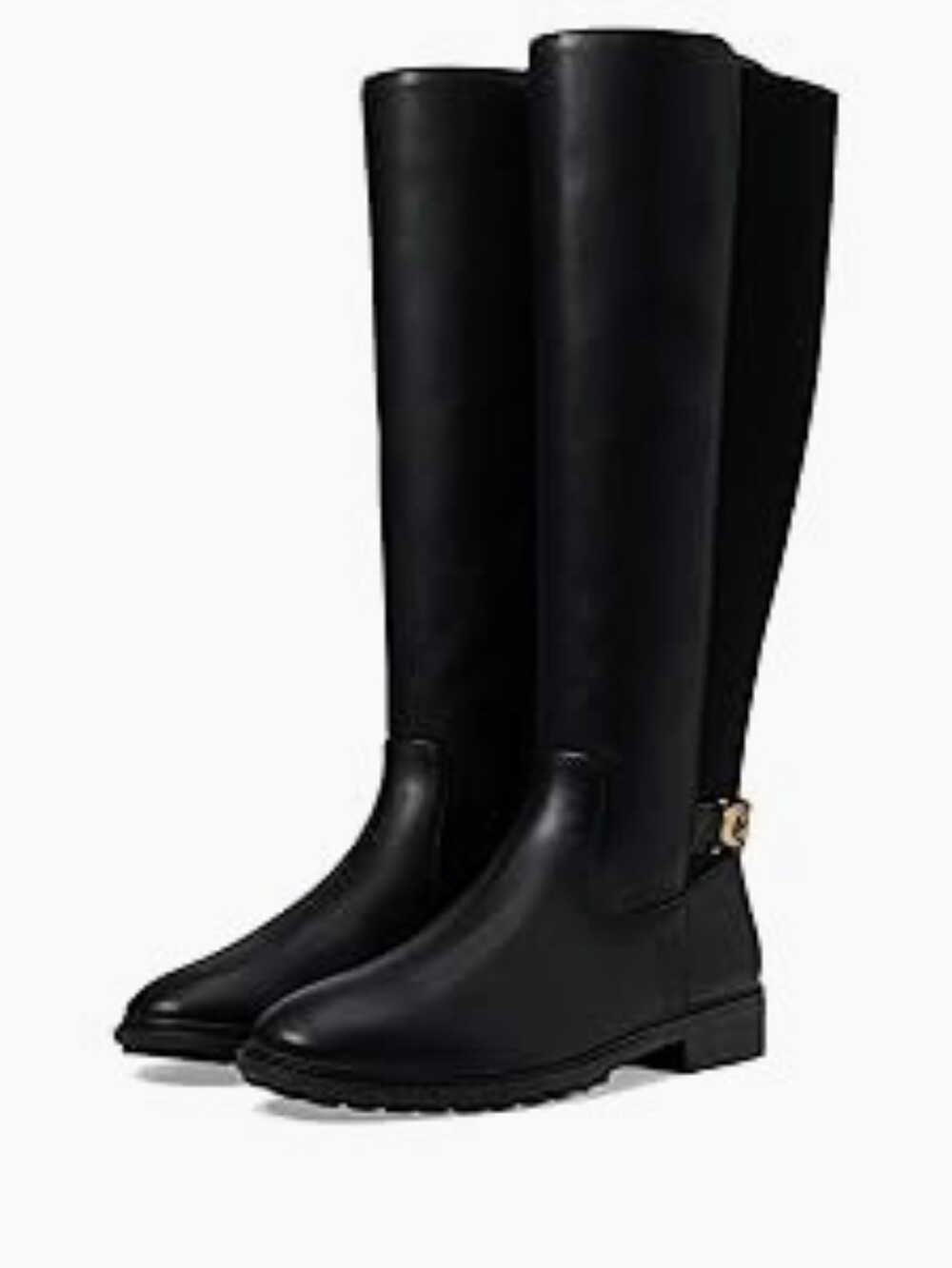 Coach Faith Black Wide Calf Lug Sole Riding Boots 10B